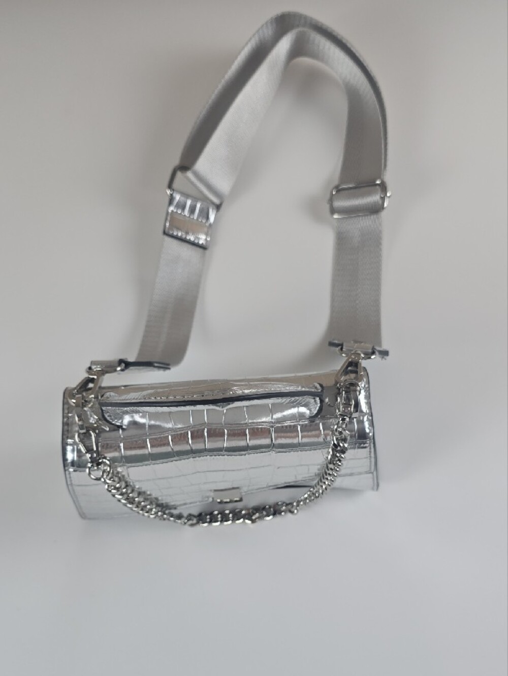 Aldo Silver Croc-Embossed Mini Top-Handle Crossbody - Picture 3 of 7